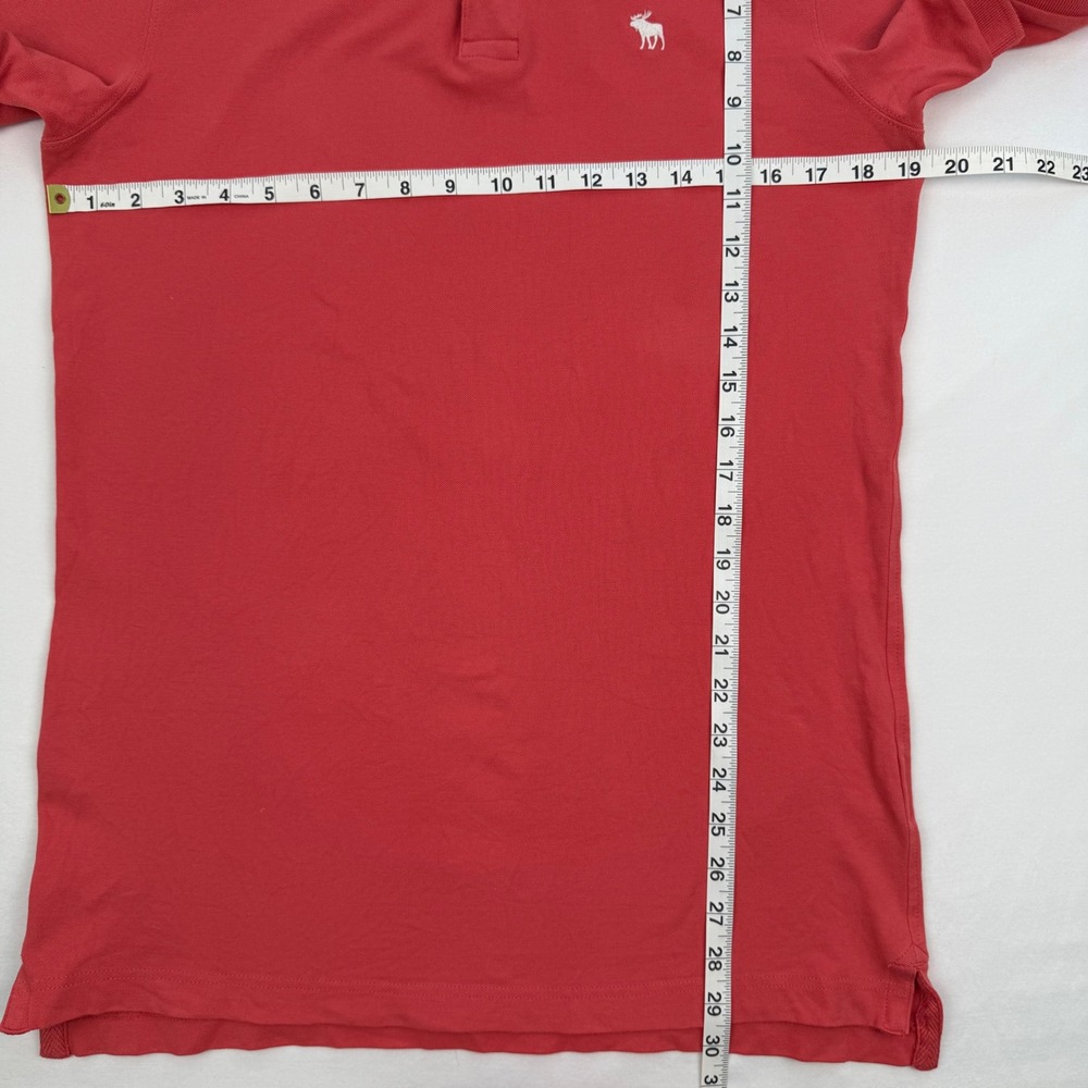 Abercrombie & Fitch Mens Red Short Sleeve Moose Logo Pique Polo Shirt Size M - Picture 5 of 5